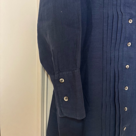 M.i.h Jeans Blue Button-Up Linen Tunic Shirt - Picture 2 of 6